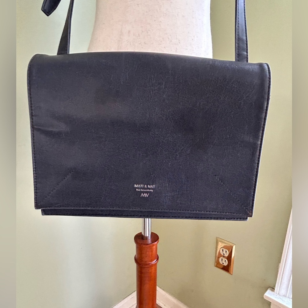 Matt & Nat vegan crossbody bag. Navy w/adj. strap.Great shape; lots of storage